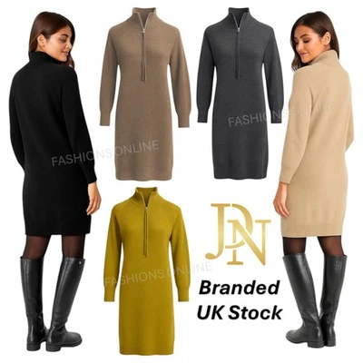 Ladies Womens Jumper Dress Winter Pullover Wooly Long Quality Sweater UK NEW - Image 1 of 4