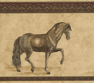 * COUNTRY ELEGANT HORSES BOOK ALLENDALE 10 1/4 WIDE Wallpaper bordeR Wall - Picture 1 of 3