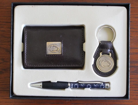 Penn State University College Football NCAA Leather Wallet Pen Keychain Gift Set Cover