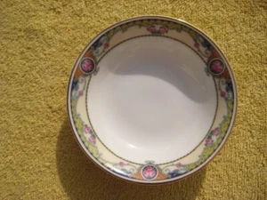 5" Bowl fruit dessert Thomas Bavaria The Admiral blue yellow border pink roses - Picture 1 of 6