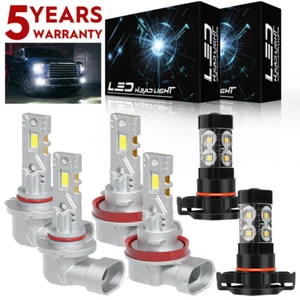 For 2007-2013 GMC Sierra 1500 6x 6000K LED Headlight + Fog Light Bulbs Combo M11 - Picture 1 of 14