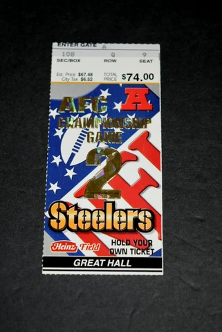 TOM BRADY Patriots vs Pittsburgh Steelers GAME ticket stub 1ST AFC CHAMPIONSHIP Cover