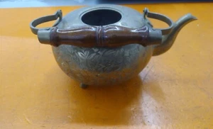 ⭐️⭐️⭐️⭐️⭐️ Vintage Dreifuß Messing Teekanne mit Holzgriff **Deckel fehlt**  - Bild 1 von 4