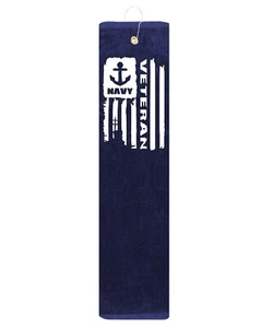 Distressed Flag Navy Veteran Sailor Tri-fold Golf Towel 16"x26" - Picture 1 of 1