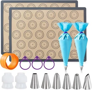 Set 16 pezzi tappetini da forno in silicone kit macaron foglio di macaron punte antiaderenti per tubi - Foto 1 di 6