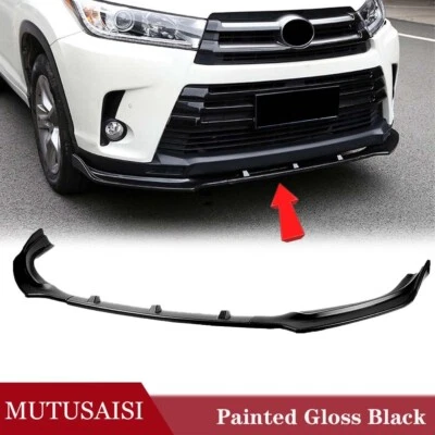 Fits Toyota Highlander 2017-2019 Front Bumper Lip Spoiler Splitter Glossy Black Foto 1 de 4
