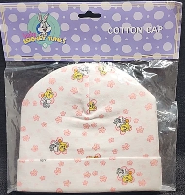 Gorro Vintage Baby Looney Tunes Gorra Layette Rosa Flores 0-6 meses (T98) Foto 1 de 4
