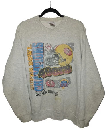 90s San Francisco 49ers Superbowl XXIX Crewneck Sweater Sz XL Gray NFLP Cover