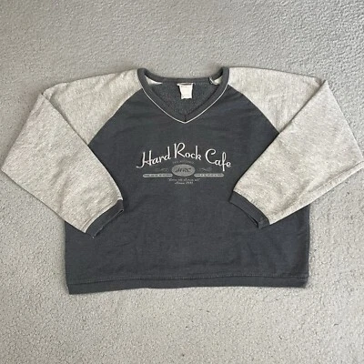 Sudadera vintage Hard Rock Café para mujer pequeña gris recortada cuello en V pulóver S Foto 1 de 4