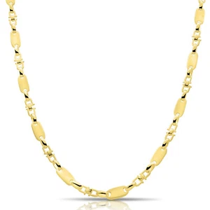 Plattenkette 6mm 585er Vergoldet 14 Karat Goldkette Poliert Damen Herren - Bild 1 von 84