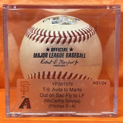 KETEL MARTE ARIZONA DIAMONDBACKS 2024 "RBI Sacrifice Fly" MLB Game Used Baseball - Image 1 of 3