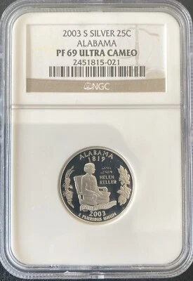 2003 S Silver 25c Alabama State Quarter NGC PF 69 Ultra Cameo - Image 1 of 3