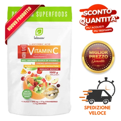 INTENSON Vitamina C - 1Kg Polvere Pura - Integratore Acido Ascorbico E300 - Fine Solubile