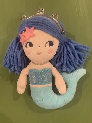 Mermaid Purse Gymboree Plush Doll Bag Coin Tail Blue Yarn Hair Pretend Play EUC - Image 1 of 4