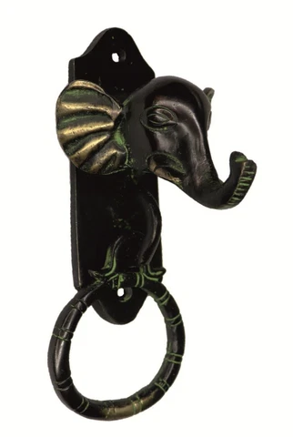 Trunk Up Elephant Shape Doorbell Vintage Finish Handcrafted Brass Door Knocker Cover