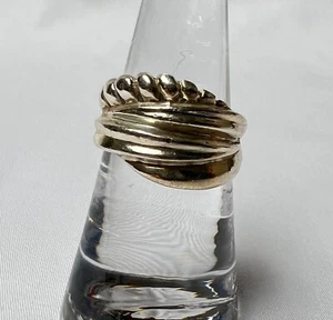 Vintage Ladies Solid Sterling Silver 925 Ring - Grooved & Rope Design - Size 6.5 - Picture 1 of 8