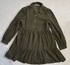 Zara Olive Green Corduroy Dress Size Xs Excellent Condition