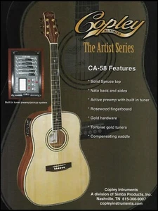Publicidad de guitarra acústica Copley Artist Series CA-58 8 x 11 impresión de anuncio - Imagen 1 de 3