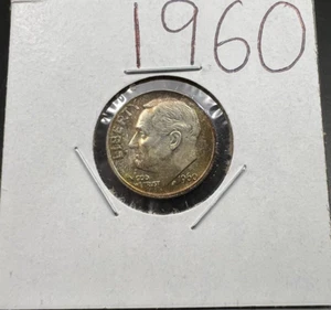 Moneda de diez centavos de plata Roosevelt 1960 P 10c CH AU sobre UNC tonificación ordenada #AZ - Imagen 1 de 2