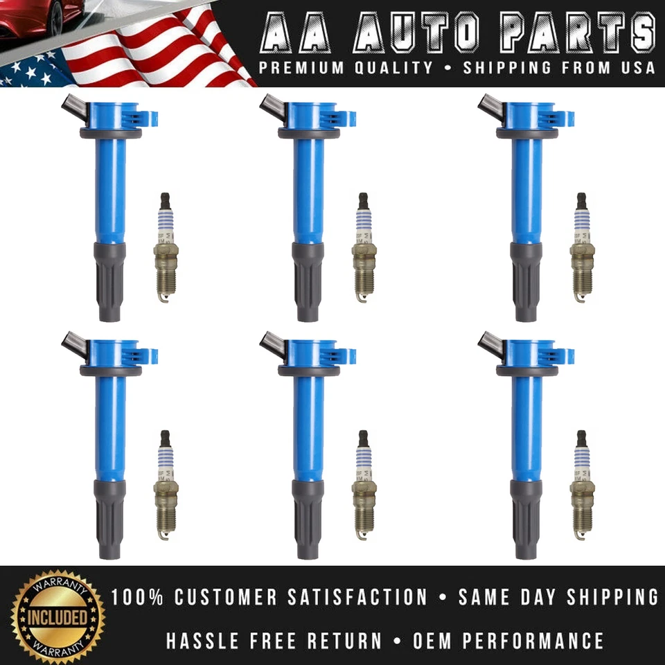 6 bobinas de encendido energéticas y 6 bujías para Ford Fusion 2006-2009 3,0 L V6 UF486 Foto 1 de 1