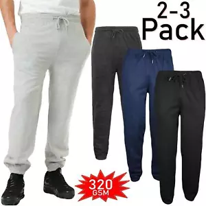 Pack of 2 and 3 Mens Jogging Bottoms Elasticated Joggers Fleece Plain Zip Pocket - Picture 1 of 35