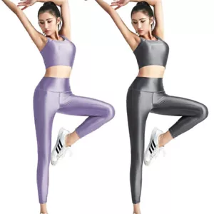 Pantaloni attivi Amoresy Donna Olio Lucido Yoga Corsa Fitness Leggings Push Up - Foto 1 di 42