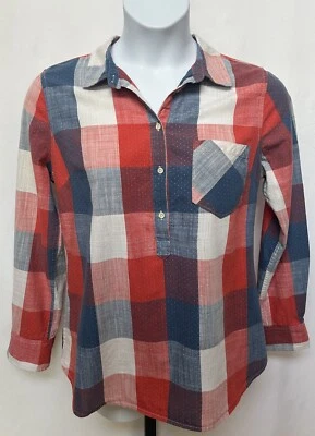 Camisa Merona mujer talla L botones con estampado a cuadros. Foto 1 de 4