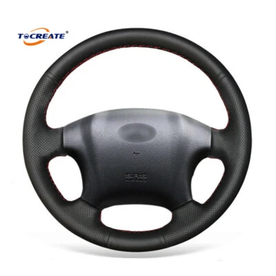 Cubierta de volante de cuero genuino negro para Hyundai Tucson 2005-2009 #0501 Foto 1 de 4