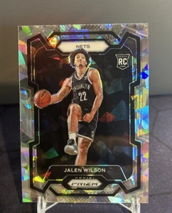 2023-24 Prizm Basketball Jalen Wilson RC Silver Cracked Ice Brooklyn Nets #128 - Picture 1 of 2