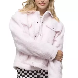 Vans Boxy Sherpa Light Pink Jacket Women Medium New Barbiecore - Picture 1 of 19