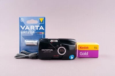 Olympus Mju II Stylus Epic DLX 35mm Black Point & Shoot Film Camera Tested - Image 1 of 4