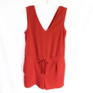 Zara Basic Sleeveless Mini Romper Womens Small Red Lightweight V Neck Tie Waist - Picture 1 of 16