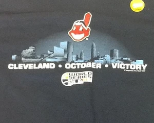 St1021 CSA Men's Blue Long-Sleeved Cleveland Indians World Series Shirt Large - Picture 1 of 10