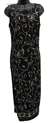 Vestido All That Jazz Negro/Tostado Cachemira Sin Mangas Abertura Cremallera Talla 9/10 Foto 1 de 4