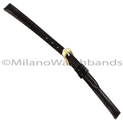 Correa de reloj de 8 mm Hirsch marrón genuino lagarto plana sin coser para damas con aspecto de puntada Foto 1 de 3