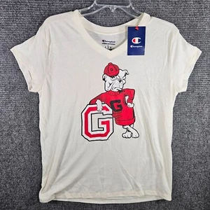 Champion Brand UGA Georgia Bulldogs Cream Women's Large Cotton T-Shirt Tee NWT - Picture 1 of 6
