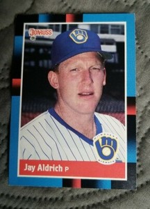 1988 Donruss Milwaukee Brewers Baseball Card #460 Jay Aldrich