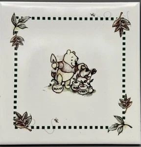 Disney Winnie the Pooh Decorative Tile Trivet Gardening Hunny Pot 5 7/8" square - Picture 1 of 6