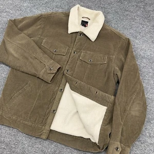 Giacca camionista vintage Quicksilver velluto a coste verde sherpa foderata uomo XL bottone Y2K - Foto 1 di 11