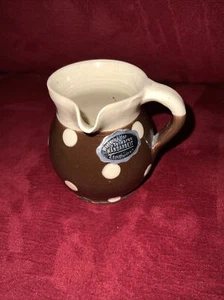 Westernwalder Tonwarren HANDERBEIT Pottery Creamer Pitcher Polka Dot Germany - Picture 1 of 7