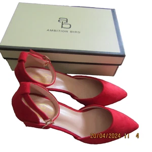 Zapatos Ambition Birds Talla 8 Granate Tacón de Aguja Punta en Caja Original - Imagen 1 de 11