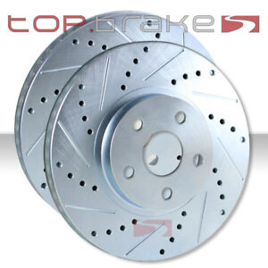 FRONT Performance Cross Drilled Slotted Brake Disc Rotors TB5405