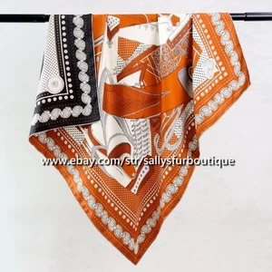 Sallys Heavy 18 Momme Twill Silk Wrap Scarf Aztec Print Double Face Shawl 35" - Picture 1 of 41