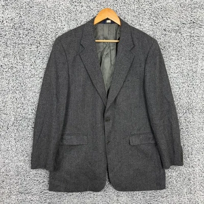 Vintage Brooks Brothers Blazer Mens 44 Long Gray Herringbone Lambswool 346 2000s - Image 1 of 4