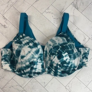 NWOT Cacique Lane Bryant Womans Bra Blue Tie Dye Boost Plunge UNDERWIRE 42D - Picture 1 of 10