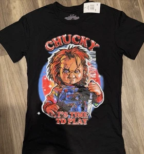 Chucky Grafik-T-Shirt "It's Time To Play", schwarz, Größe S, neu mit Etikett - Bild 1 von 3