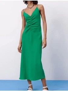 Zara Maxikleid Rüschen Grün Damen Größe XL Blogger Favorit - Bild 1 von 8