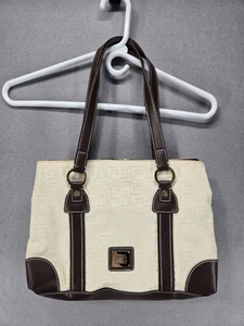 Liz Claiborne Schultertasche/Geldbörse mit 3 Fächern, Medium, Ivory/Dunkelbraun - Bild 1 von 11