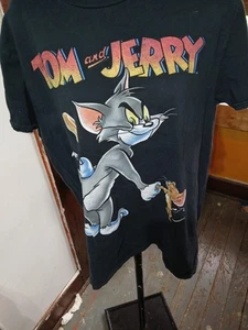 Men's Hanna Barbera Tom And Jerry Graphic T Shirt Black Size Large - Picture 1 of 4