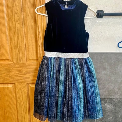 Vestido Rosa y Violeta Niñas Azul Terciopelo Brillante Falda Fiesta Navidad Talla 14 Foto 1 de 4
